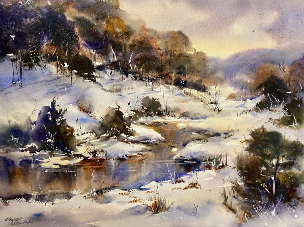 'Long Winter' - watercolour - painting 50 cm H x 70 cm W - matted