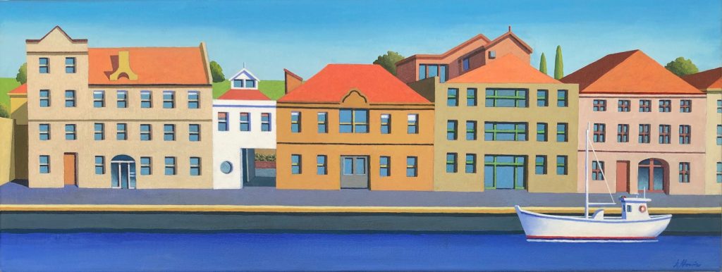 'Hunter Street' - SOLD - acrylic on canvas - painting 30 cm H x 68 cm W - frame 34 cm H x 72 cm W